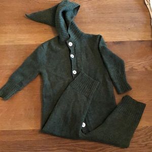 EUC Nui Organic Milo Hooded wool Romper  12-18M